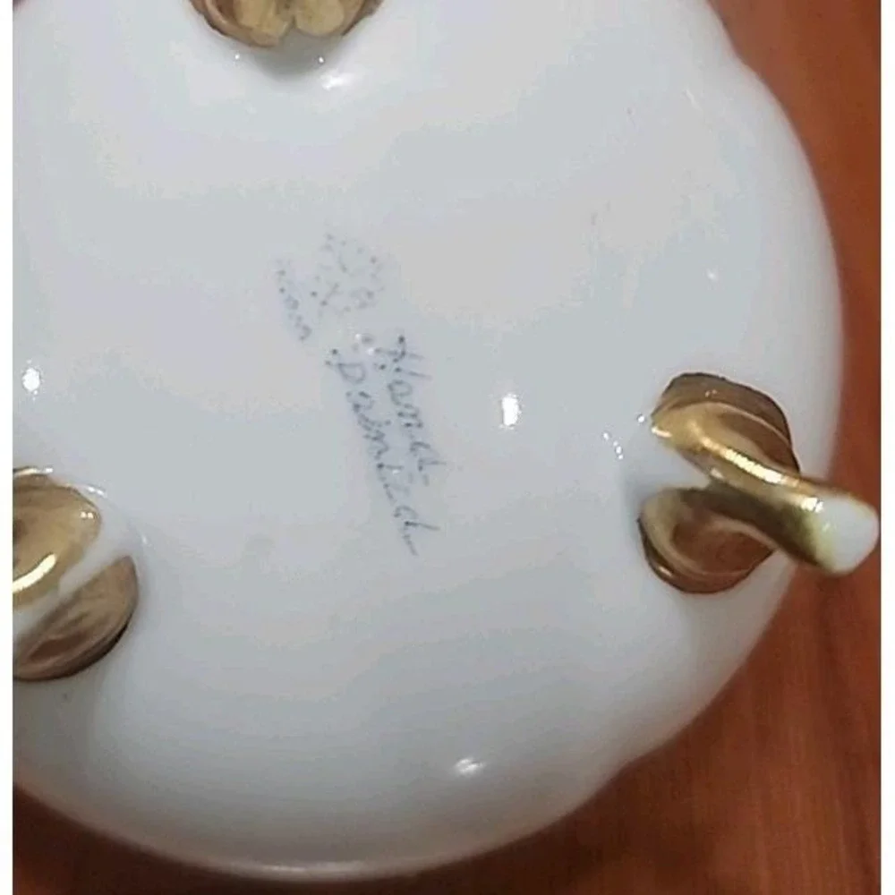 Vintage Nippon Gilt Footed Candy Trinket Dish Bowl Handpainted Gold Floral Japan